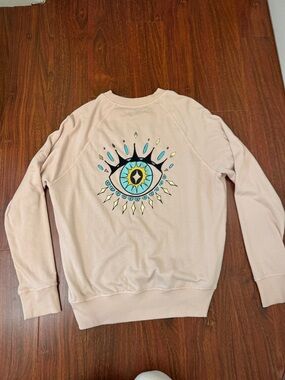 Spiritual Gangster Light Pink Evil Eye Sweatshirt, size Medium